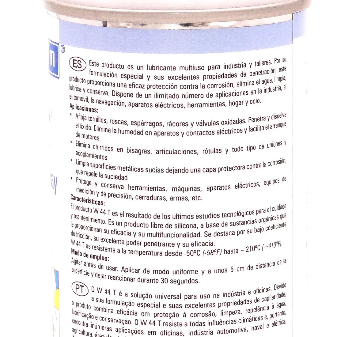 Spray Weicon W44T Etiqueta trasera