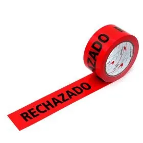 Cinta adhesiva texto rechazado en color rojo