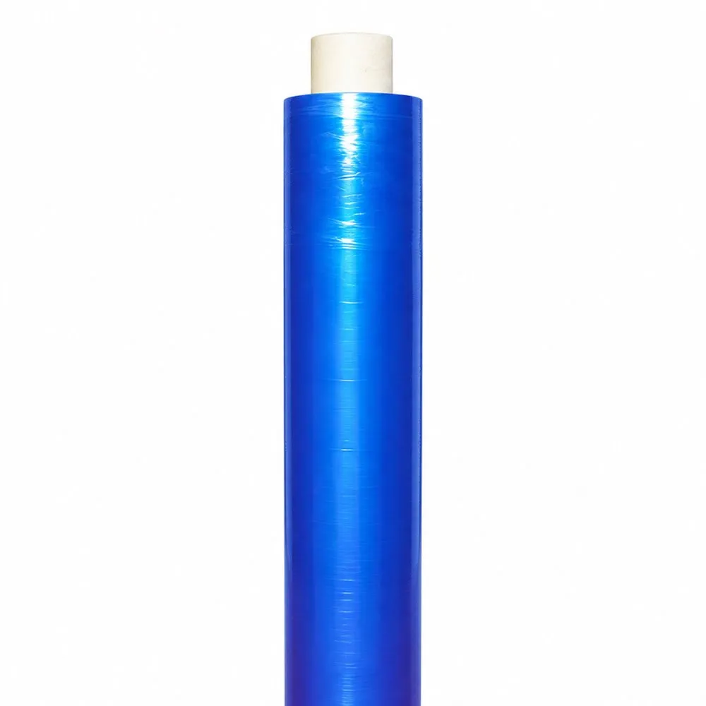 Film azul de polietileno con adhesivo acrílico de alto tack para recubrimiento y protección temporal.