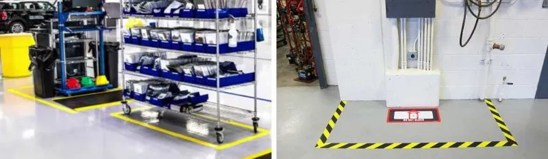 Señalización suelo bandas de peligro