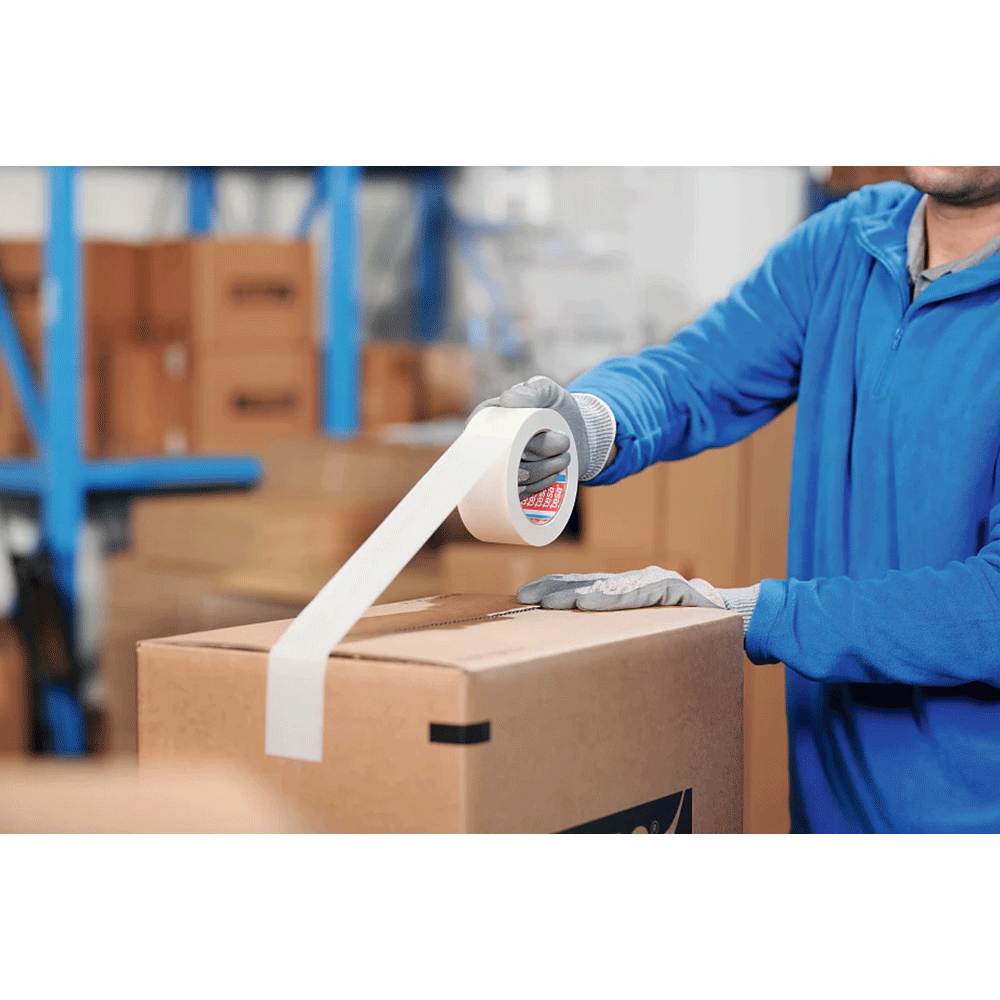 tesa 4713 Cinta adhesiva de papel Kraft ecológico FSC desechable con el cartón - Certificado INGEDE 12 - 50 mm x 50 m - Imagen 4