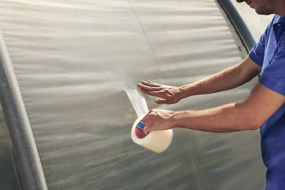 Cinta adhesiva tesa 4646 para reparar invernaderos, cómo reparar el invernadero con cinta