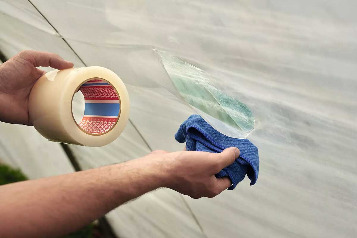 Cinta adhesiva tesa 4646 para reparar invernaderos, cómo reparar el invernadero con cinta