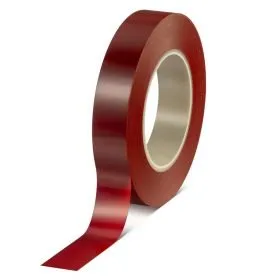 Rollo de cinta tesa 61126 de poliéster rojo con adhesivo de silicona de alto gramaje para galvanizado y autoclave