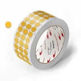 Rollo cinta adhesiva troquelada doble cara extra-fuerte con fingerlift en círculos - Troqueline - Trayma.