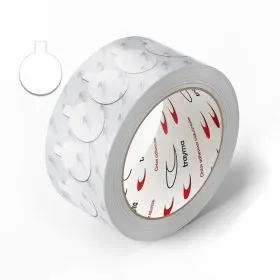 Rollo cinta adhesiva troquelada doble cara extra-fuerte con fingerlift en círculos - Troqueline - Trayma.