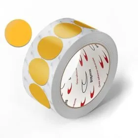 Rollo de adhesivos troquelados de doble cara extra-fuerte con fingerlift en círculos - Troqueline - Trayma.