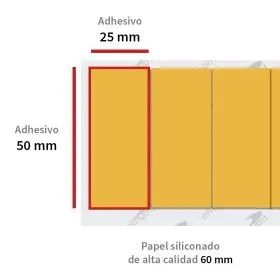 Detalle medidas adhesivo troquelado de doble cara extra-fuerte en rectángulos - Troqueline - Trayma.