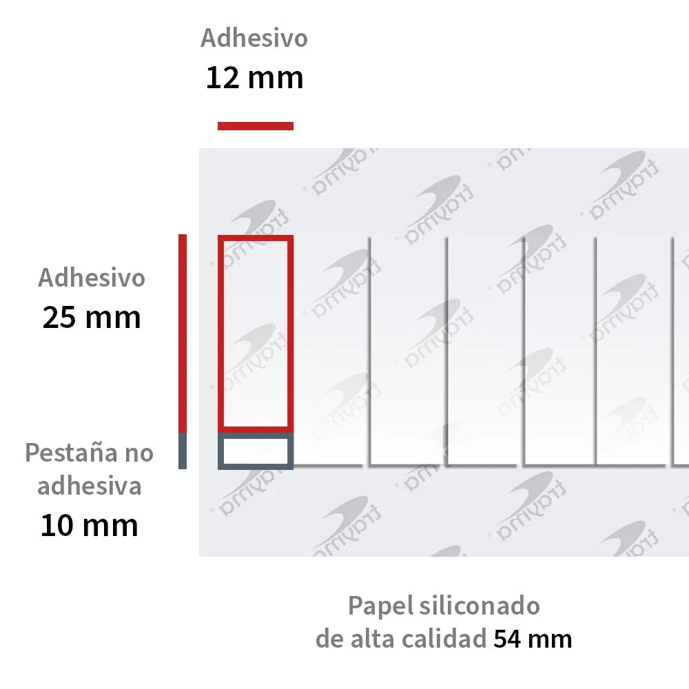 TYM 82070 RF Rectángulos adhesivos troquelados doble cara de tisú con fingerlift - PEGADO EXTRA - Varias medidas - Gama TROQUELINE - Imagen 5
