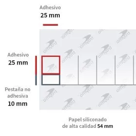 TYM 82070 RF Rectángulos adhesivos troquelados doble cara de tisú con fingerlift - PEGADO EXTRA - Varias medidas - Gama TROQUELINE - Imagen 4