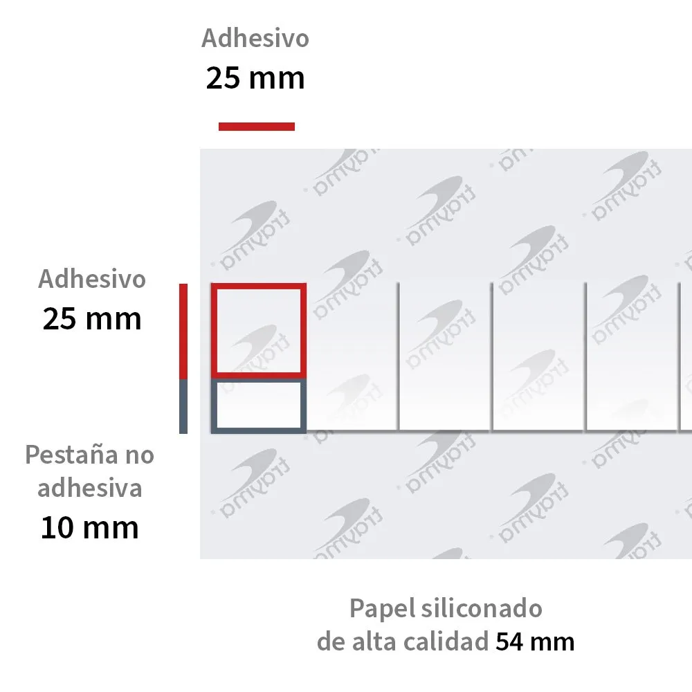 TYM 82070 RF Rectángulos adhesivos troquelados doble cara de tisú con fingerlift - PEGADO EXTRA - Varias medidas - Gama TROQUELINE - Imagen 4