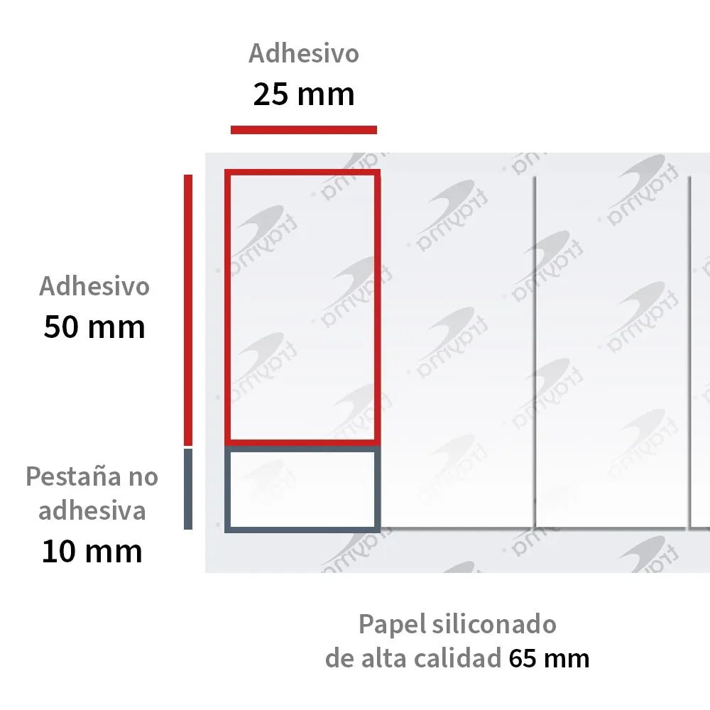 TYM 82070 RF Rectángulos adhesivos troquelados doble cara de tisú con fingerlift - PEGADO EXTRA - Varias medidas - Gama TROQUELINE - Imagen 3