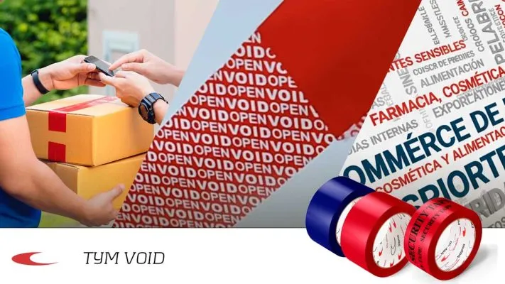 Portada de la cinta adhesiva de seguridad para embalaje a modo de precinto VOID.