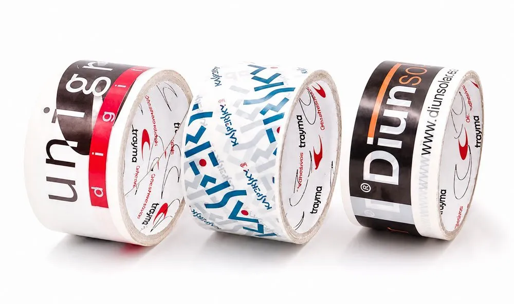 3 rollos de cinta adhesiva personalizada con logotipos y mensajes de marca